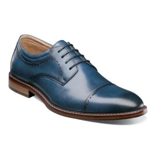 Stacy Adams "Flemming'' Indigo Genuine Leather Cap Toe Oxford Shoes 25304-401.